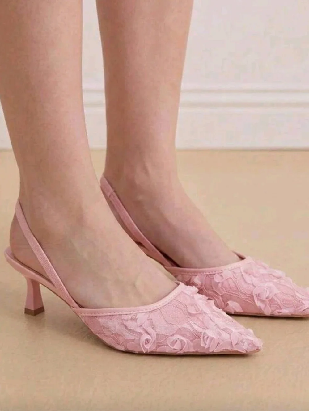 Women's 2-Way Wear Mesh Floral Closed Toe Sandals, 7cm Stiletto High Heel
